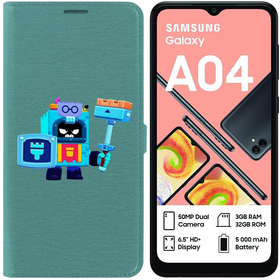 

Чехол-книжка Eco для Samsung Galaxy A04 (A045) Brawl Stars-Эш (зелёный опал)