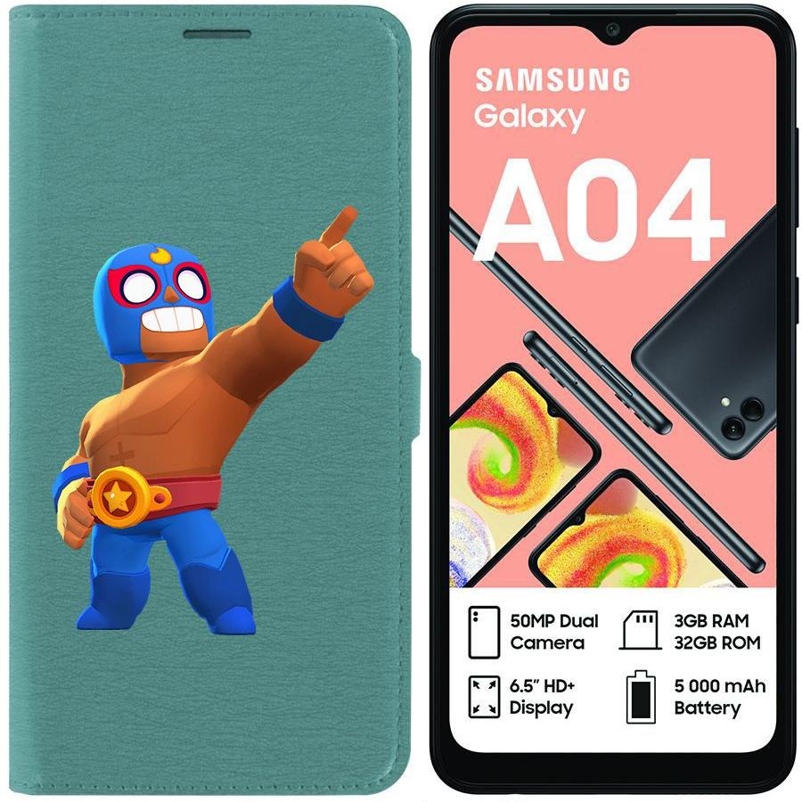 

Чехол-книжка Eco для Samsung Galaxy A04 (A045) Brawl Stars-Эль Примо (зелёный опал)