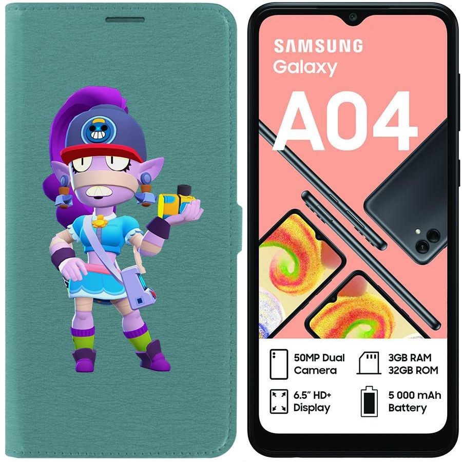 

Чехол-книжка Eco для Samsung Galaxy A04 (A045) Brawl Stars-Суперфанатка Эмз (зелёный опал)