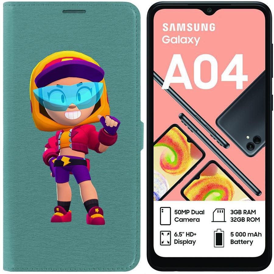 

Чехол-книжка Eco для Samsung Galaxy A04 (A045) Brawl Stars-Стритстайл Макс (зелёный опал)