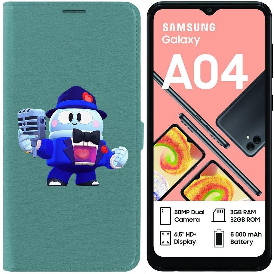 

Чехол-книжка Eco для Samsung Galaxy A04 (A045) Brawl Stars-Стильный Лу (зелёный опал)