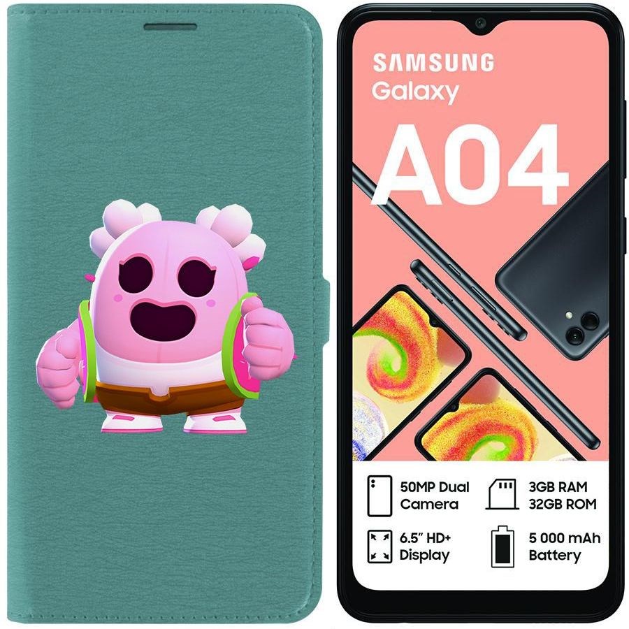 

Чехол-книжка Eco для Samsung Galaxy A04 (A045) Brawl Stars-Сакура Спайк (зелёный опал)