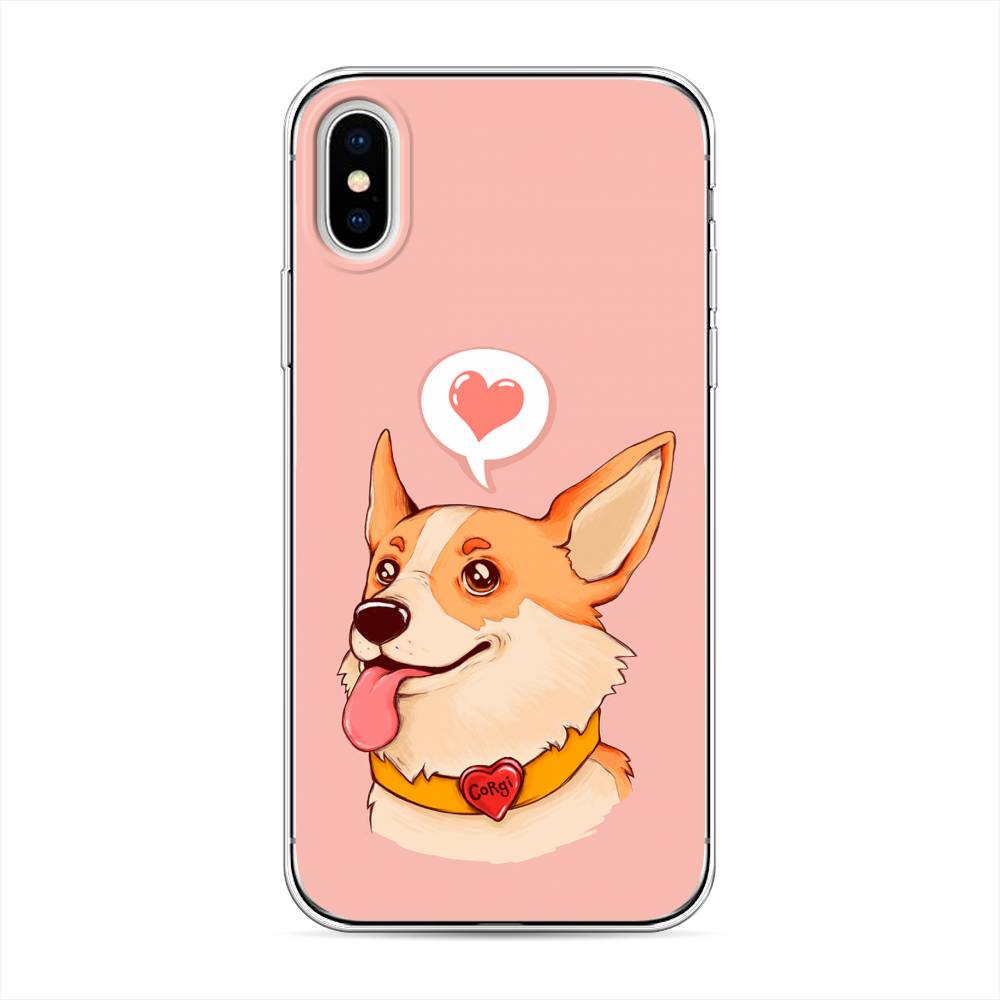 

Чехол на Apple iPhone XКорги язык, Розовый;коричневый, 11050-1