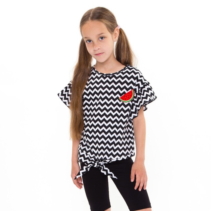 

Футболка для девочки, цвет чёрный/белый, рост 92