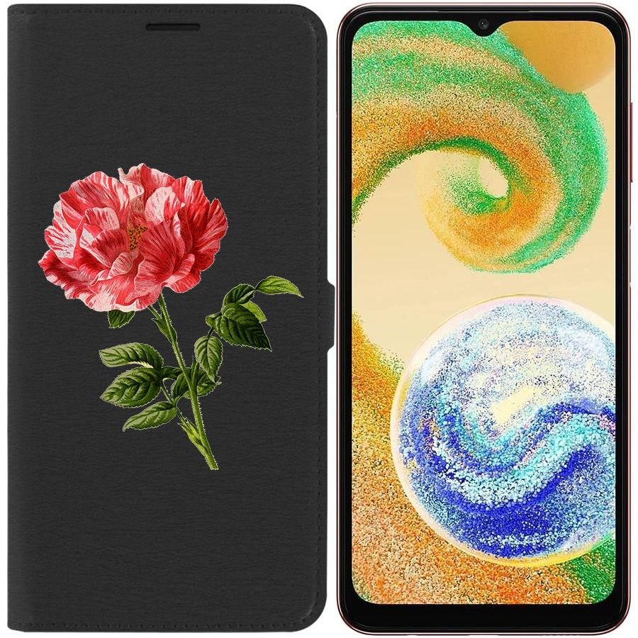 

Чехол-книжка Eco для Samsung Galaxy A04s (A047) Рисованная роза (черный)