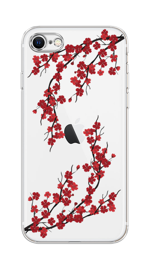 

Чехол на Apple iPhone 8 "Красная сакура", Красный;черный, 10850-2