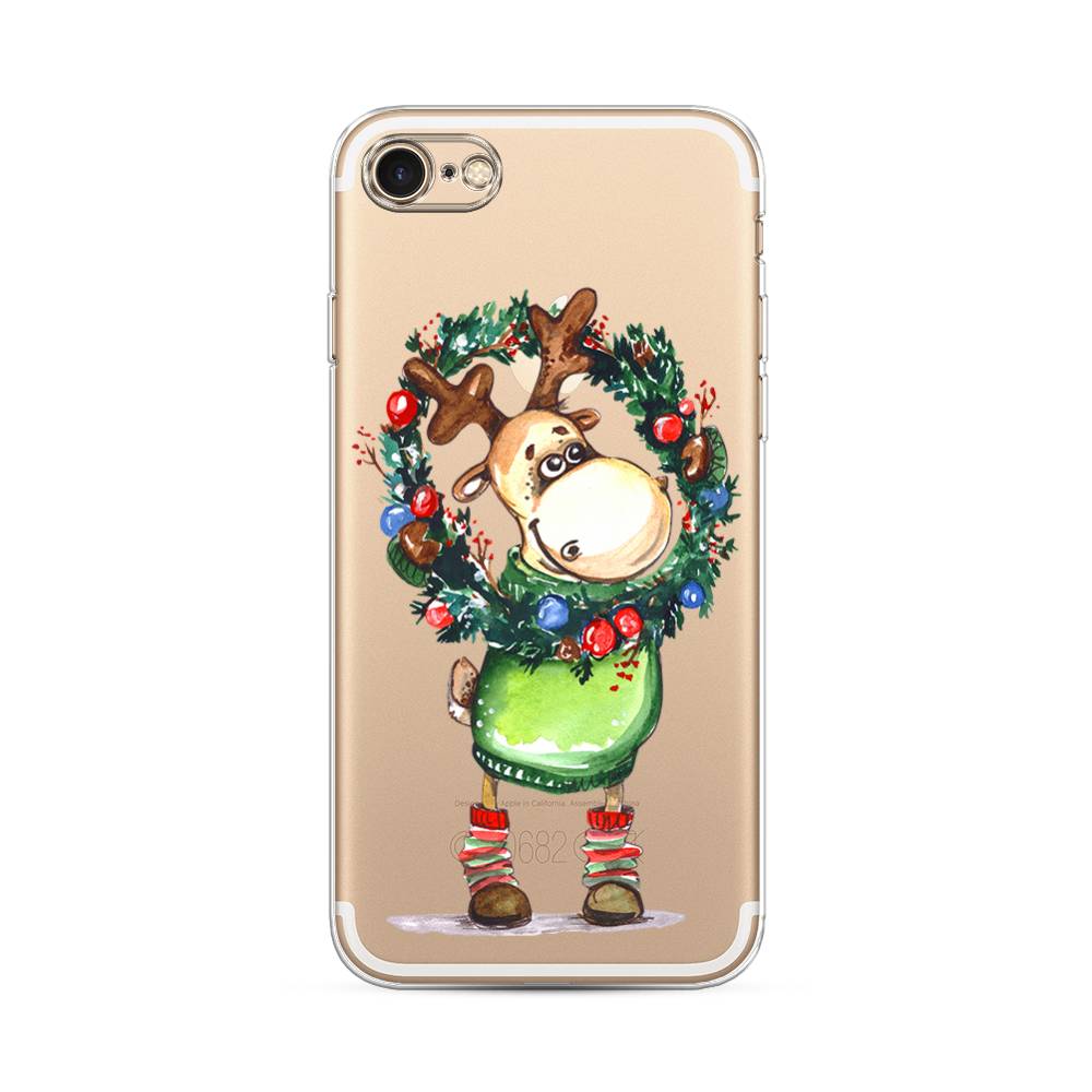 

Чехол на Apple iPhone 8 "Олень с новогодним венком", 10850-4