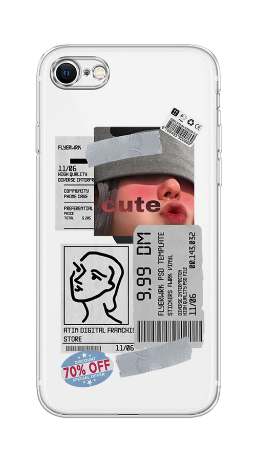 

Чехол на Apple iPhone 8 "Cute girl collage", Розовый;серый;голубой, 10850-6