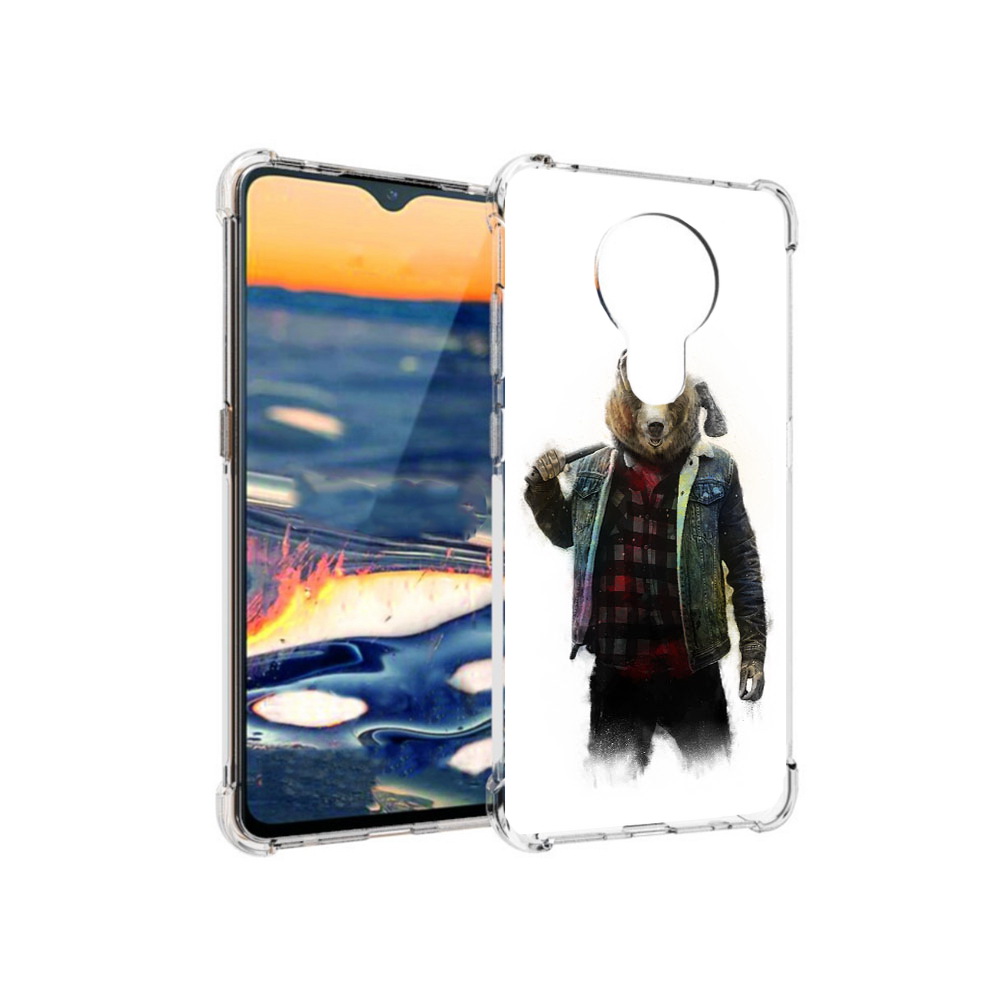 

Чехол MyPads Tocco для Nokia 5.3 медведь с топором (PT227052.106.469), Прозрачный, Tocco