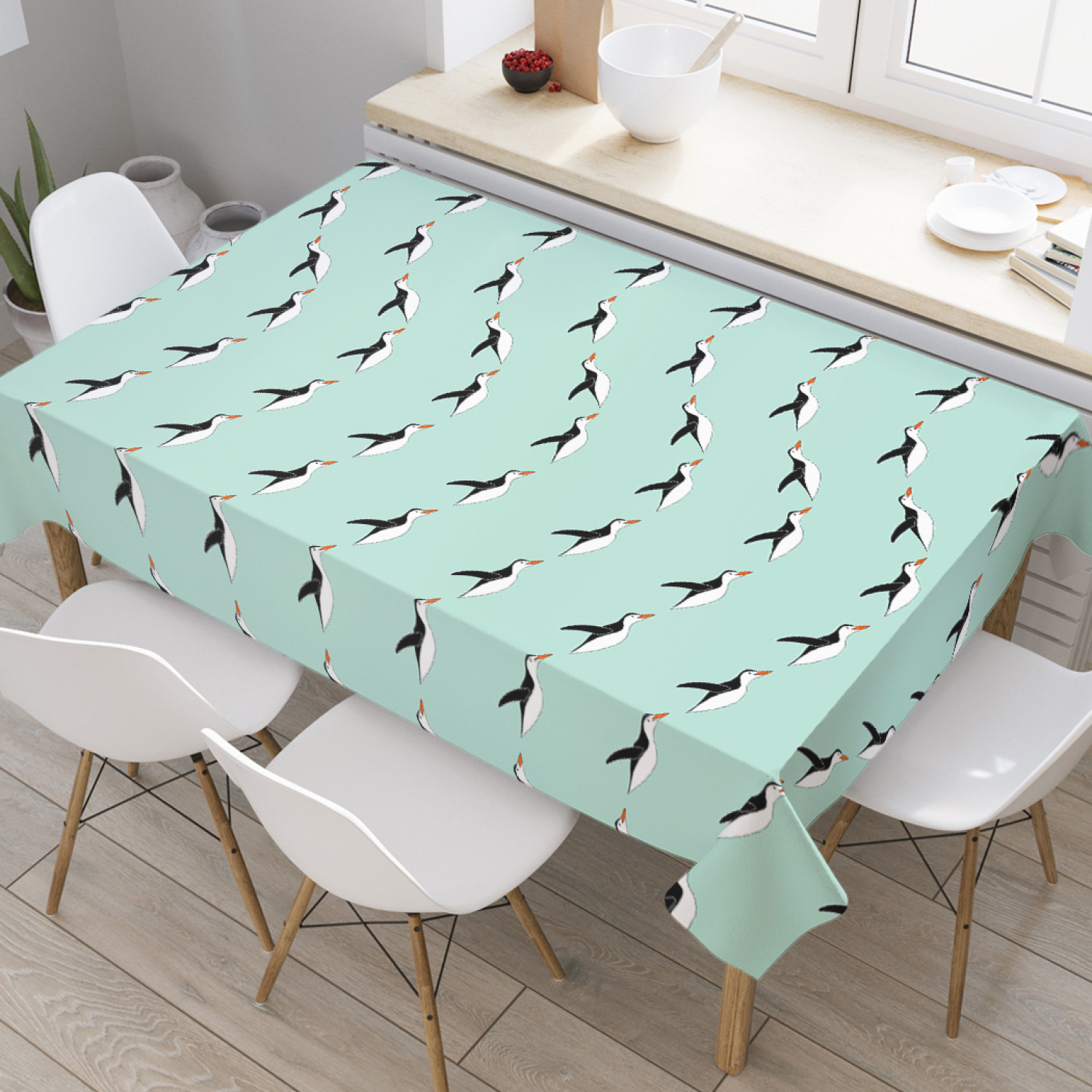 

Скатерть прямоугольная JoyArty "Волны пингвинов" из оксфорда, 120x145 см, Волны пингвинов