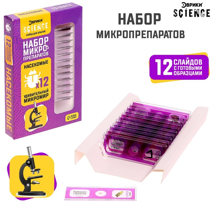

Набор для опытов «Набор микропрепаратов», насекомые