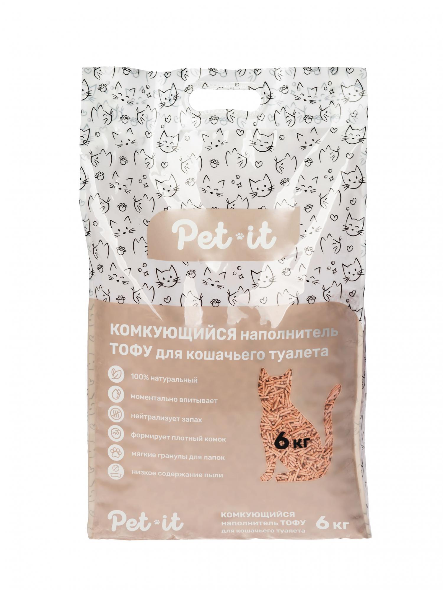 Наполнитель Pet-it Тофу, соевый комкующийся, персик, 12 л