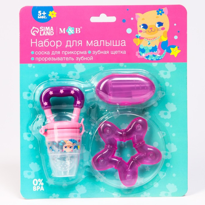 фото Mum&baby набор: ниблер для прикорма с силиконовой сеточкой + силиконовая зубная щетка на п