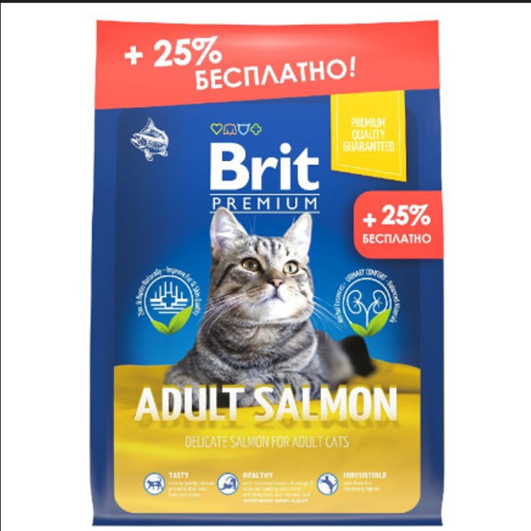 фото Сухой корм для кошек brit premium cat adult salmon с лососем, 2.5 кг