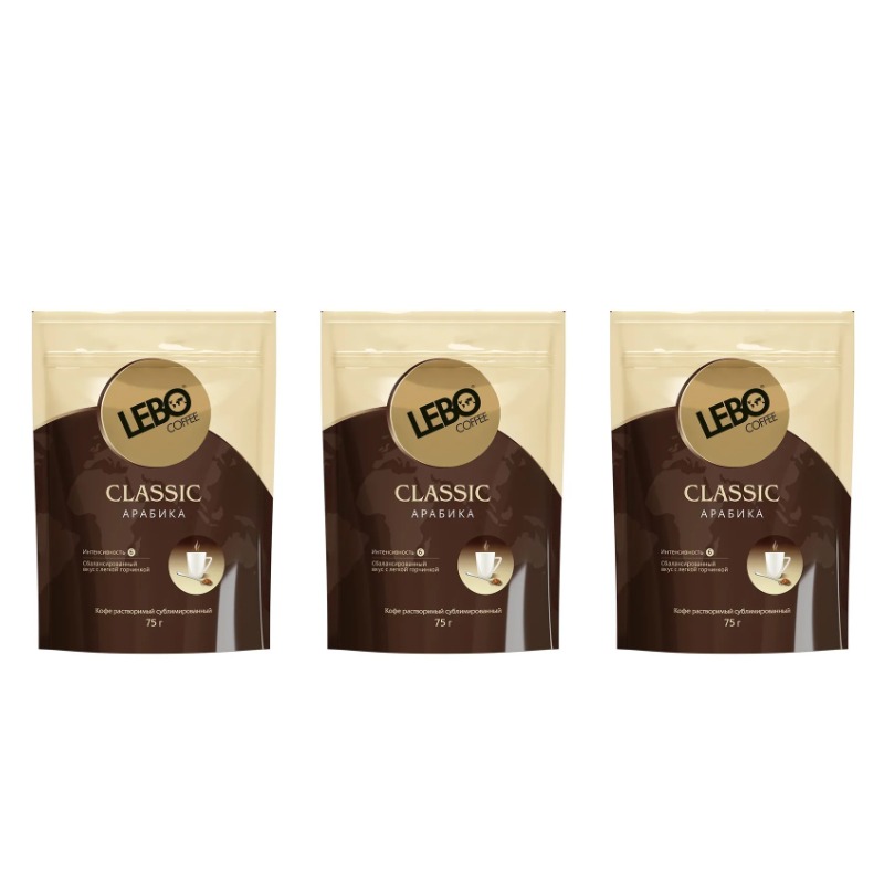 

Кофе растворимый Lebo Classic, 75 г х 3 шт, Classic