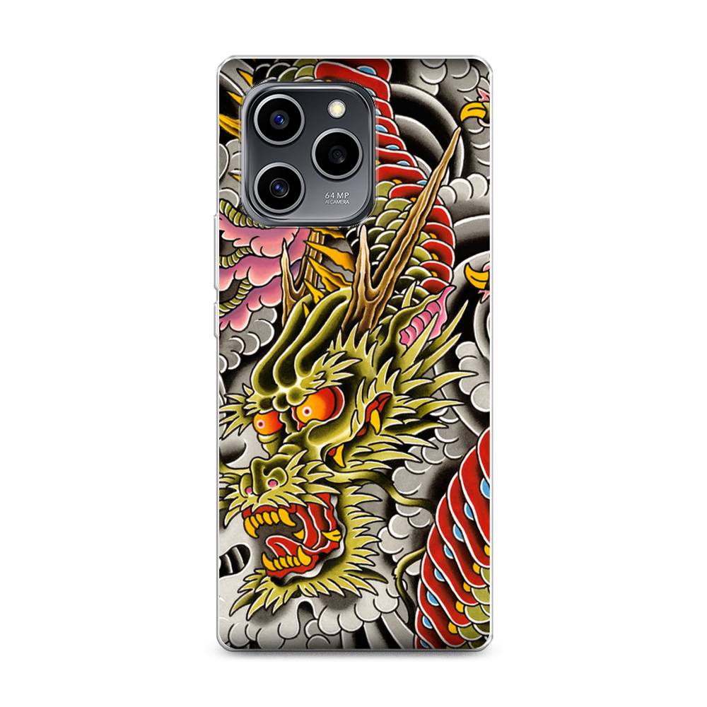 

Чехол на Honor 60 SE "Японский дракон", Желтый;розовый;красный, 6108050-4