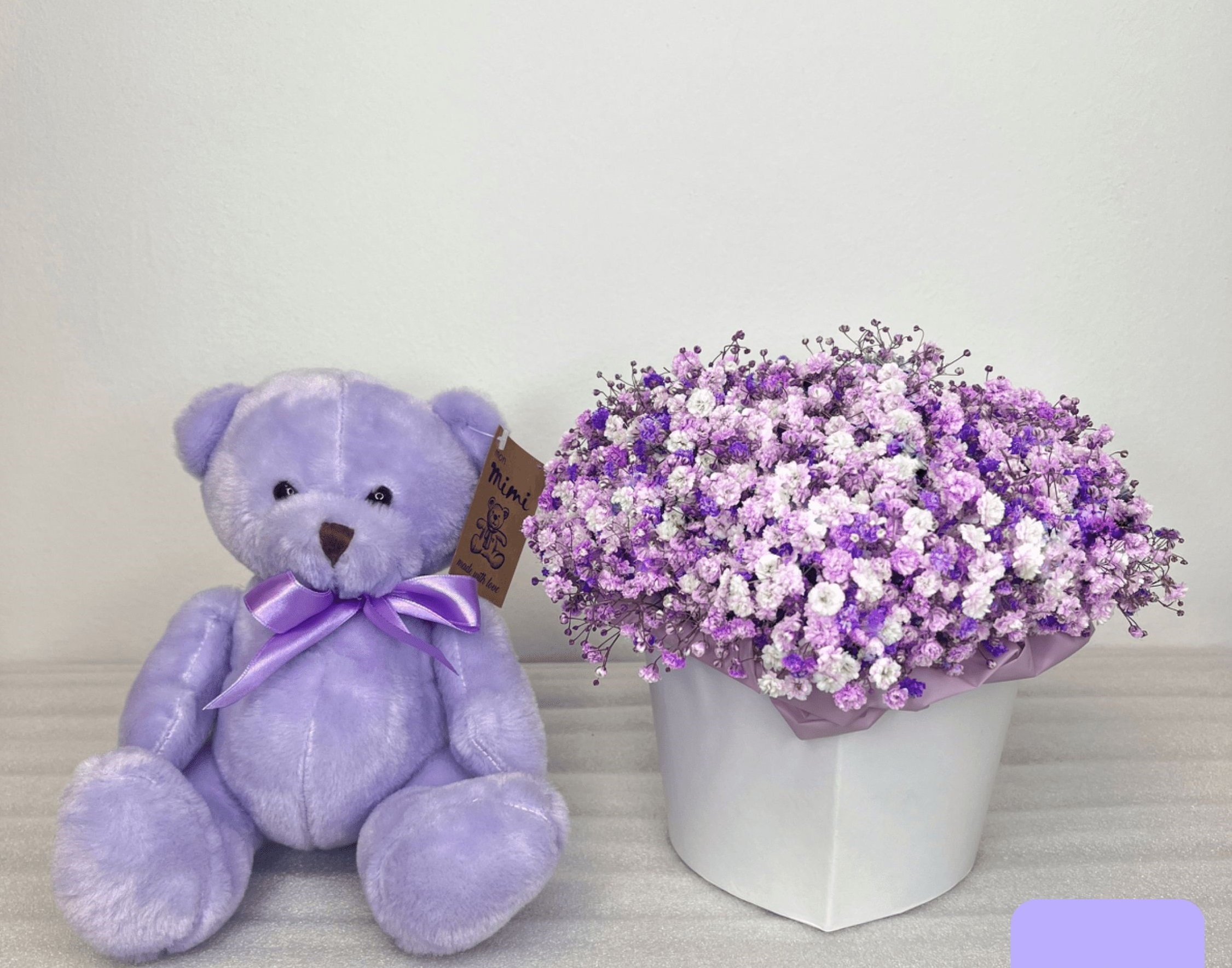 

Подарочный набор Amor: Гипсофила в коробке в виде сердца и мягкий мишка, Подарочный набор Сердце Гипсофила в коробке в виде сердца и мягкий мишка 17 см