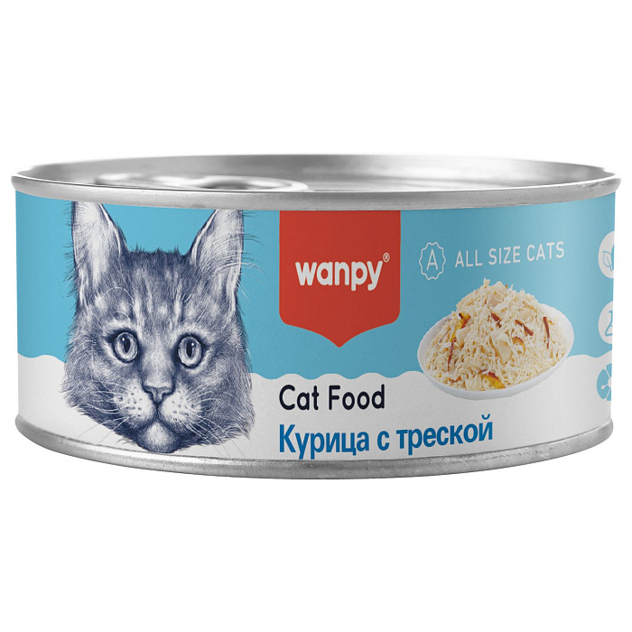 

Консервы для кошек Wanpy Cat Курица с треской, 95 г