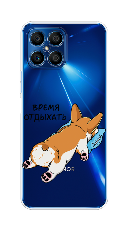 

Чехол на Honor X8 "Корги отдыхает", Черный;коричневый;голубой, 6107650-1