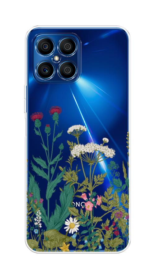 

Чехол на Honor X8 "Дикие полевые цветы", Зеленый;розовый;белый, 6107650-2