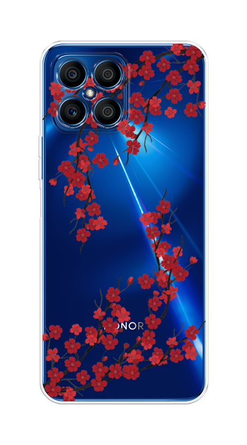 

Чехол на Honor X8 "Красная сакура", Красный;черный, 6107650-2