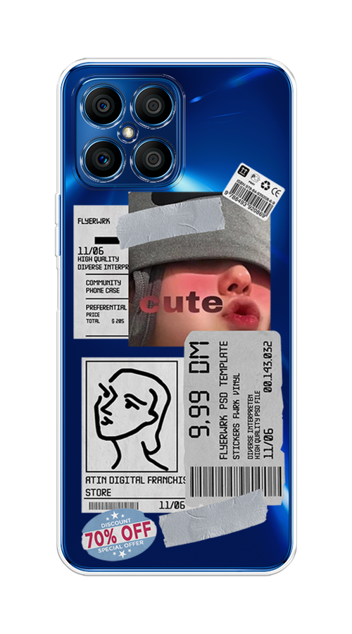 

Чехол на Honor X8 "Cute girl collage", Розовый;серый;голубой, 6107650-6