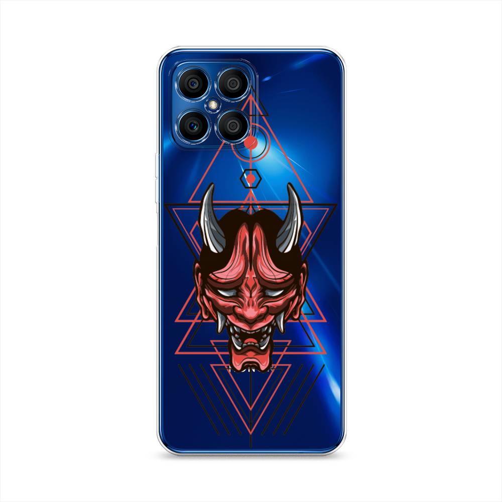 

Чехол на Honor X8 "Hanya Oni mask", Серый;красный;черный, 6107650-4