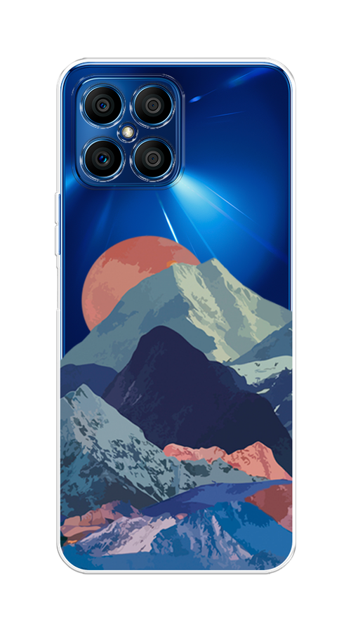 

Чехол на Honor X8 "Закат в снежных горах", Бордовый;серый;голубой, 6107650-2