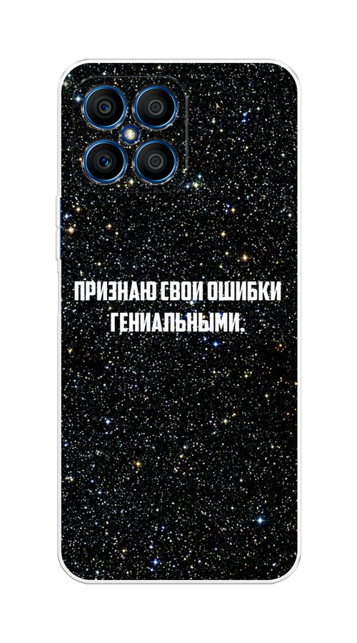 

Чехол на Honor X8 "Признаю свои ошибки гениальными", Черный;белый, 6107650-6