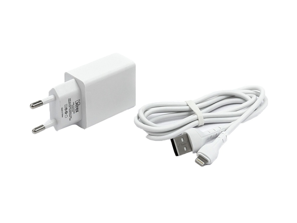 фото Сетевое зарядное устройство mirex u16i lightning - usb 1xusb 2.4 а белый