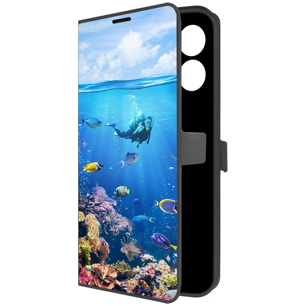 

Чехол-книжка Krutoff Eco Book для Honor X7a Plus Австралия, Большой Барьерный Риф (черный)