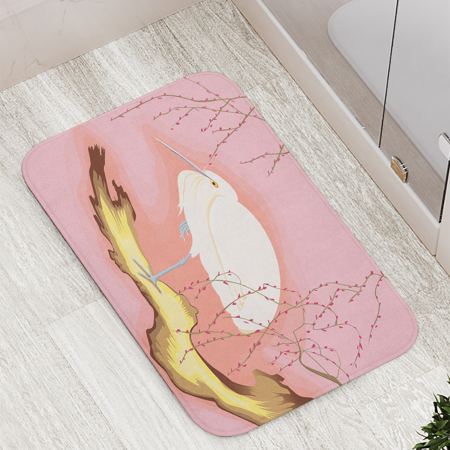 

Коврики для ванной и туалета bath_94728 Журавль на ветке JoyArty, Журавль на ветке