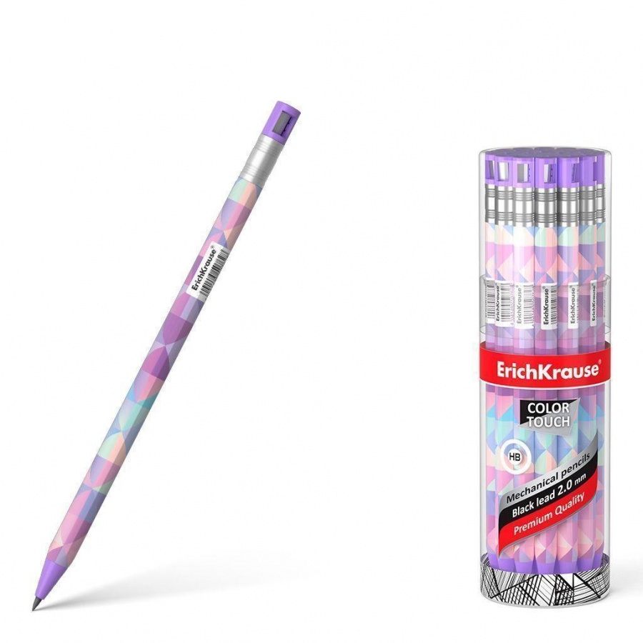 

Карандаш механический Erich Krause ColorTouch Magic Rhombs (2мм, с точилкой) 24шт, Черный