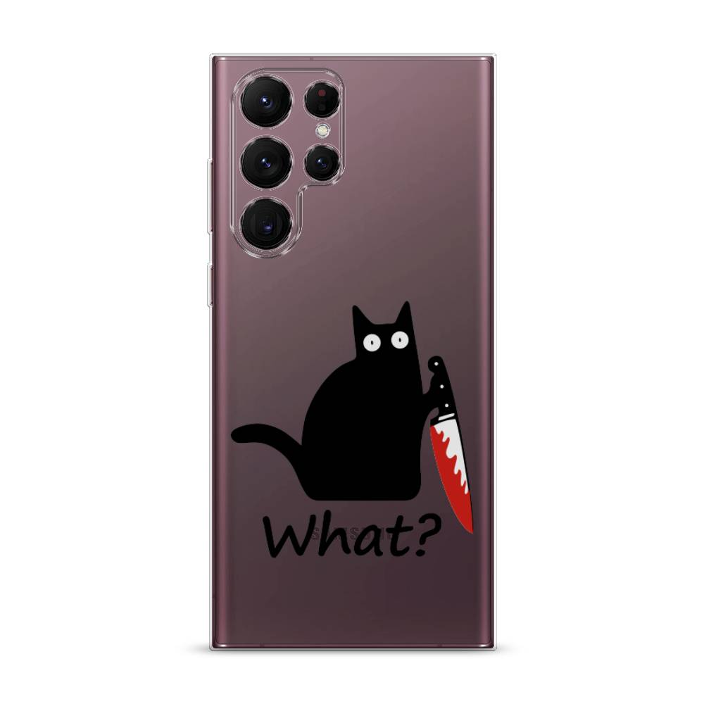

Чехол на Samsung Galaxy S22 Ultra "Котик с ножом", Черный;красный, 2104050-6