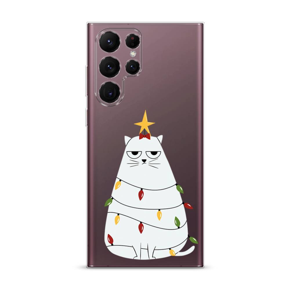 

Чехол на Samsung Galaxy S22 Ultra "Котик в гирлянде", Белый;красный;желтый, 2104050-1