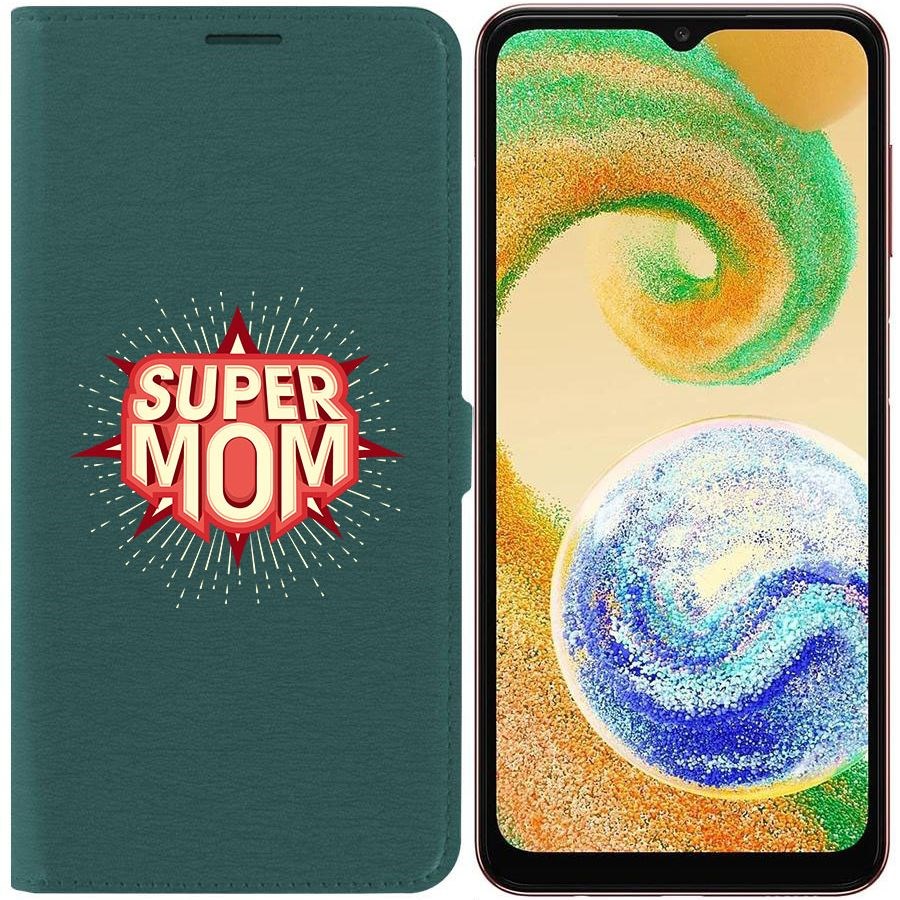 

Чехол-книжка Eco для Samsung Galaxy A04s (A047) Супер Мама (зелёный опал)