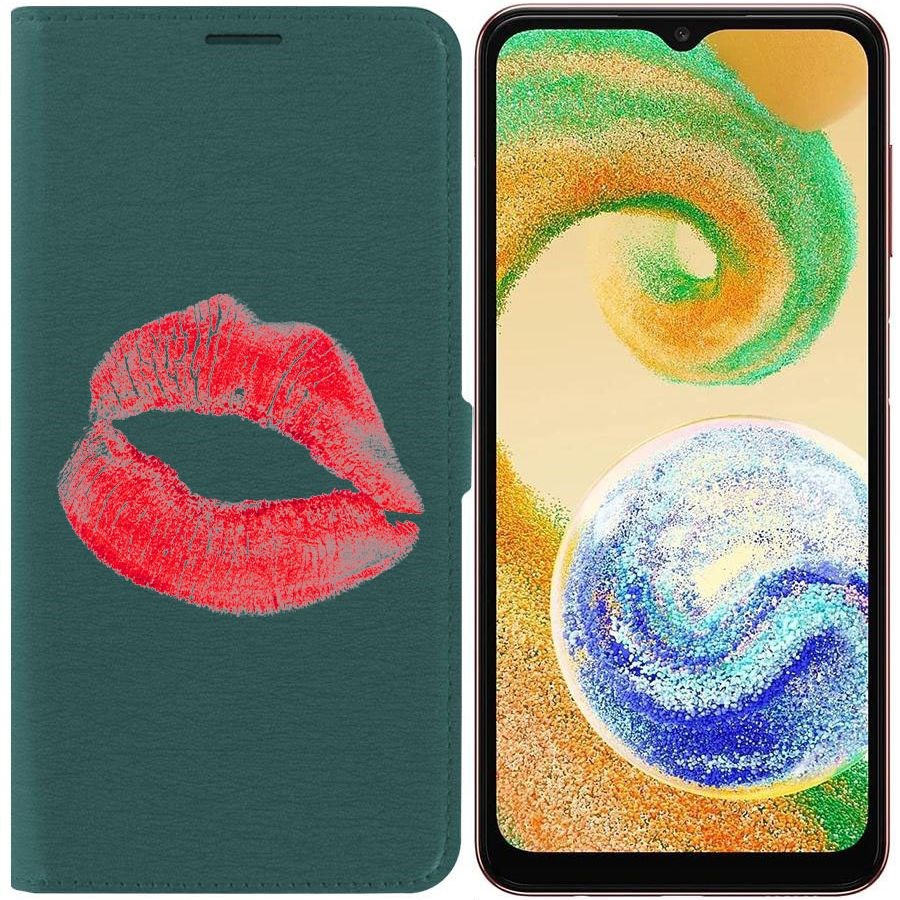 

Чехол-книжка Eco для Samsung Galaxy A04s (A047) След помады (зелёный опал), Зеленый