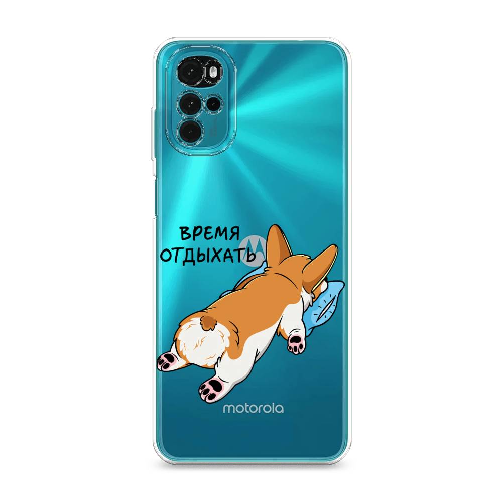 

Чехол на Motorola Moto G22 "Корги отдыхает", Черный;коричневый;голубой, 243150-1