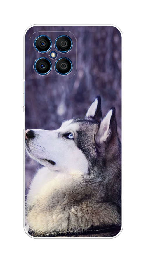 

Чехол на Honor X8 Хаски 1, Фиолетовый;белый, 6107650-1