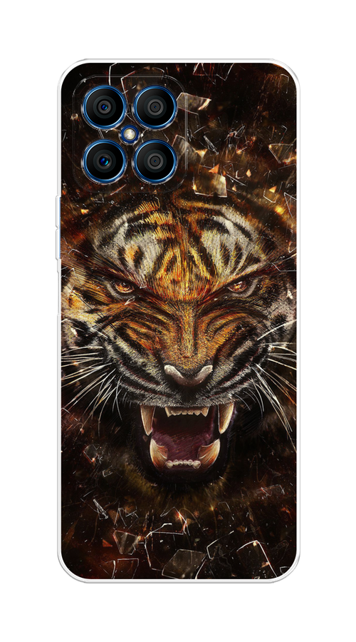 

Чехол на Honor X8 "Тигр осколки", Оранжевый;серый;черный, 6107650-1