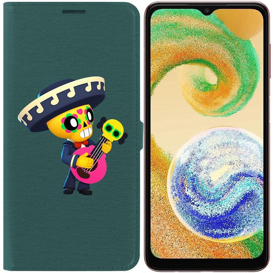 

Чехол-книжка Eco для Samsung Galaxy A04s (A047) Brawl Stars-Поко (зелёный опал)