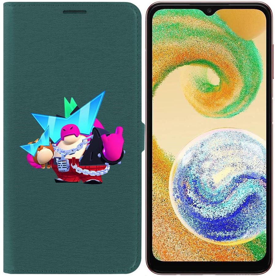 

Чехол-книжка Eco для Samsung Galaxy A04s (A047) Brawl Stars-Плохиш Базз (зелёный опал)