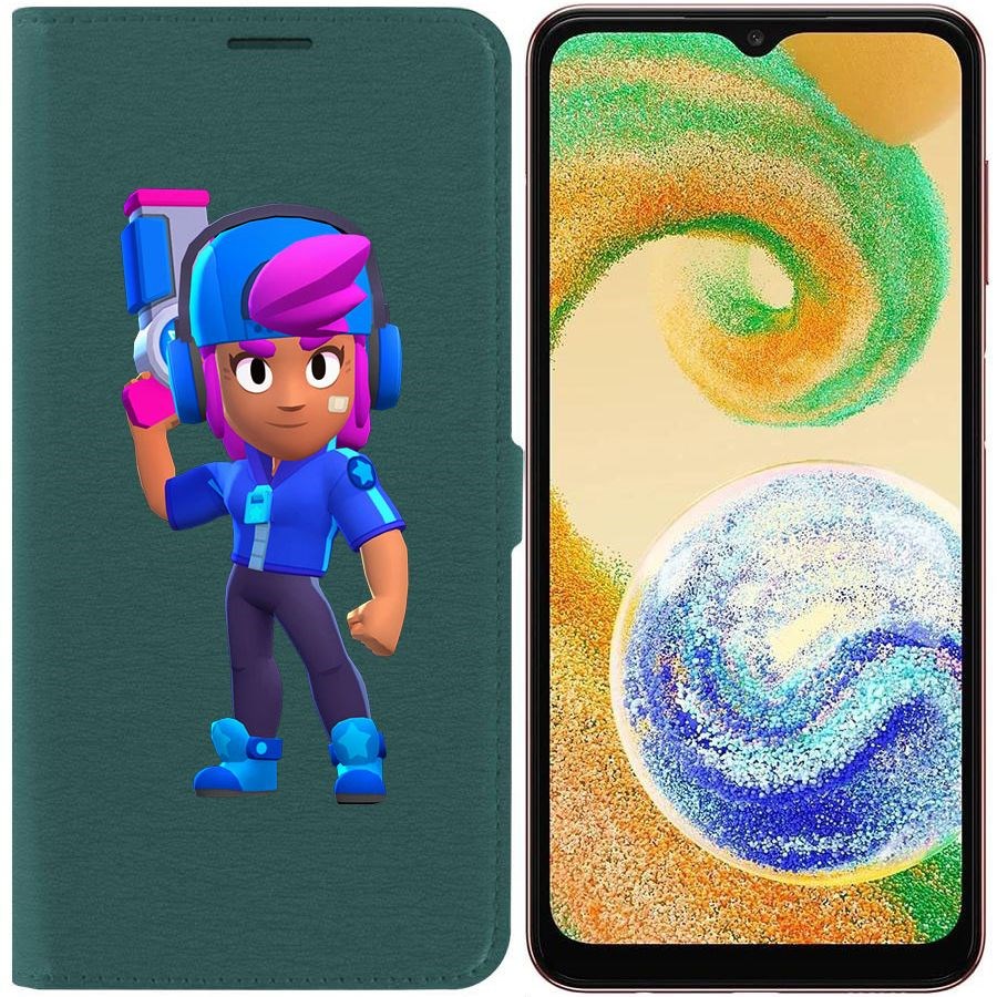 

Чехол-книжка Eco для Samsung Galaxy A04s (A047) Brawl Stars-Звёздная Шелли (зелёный опал)