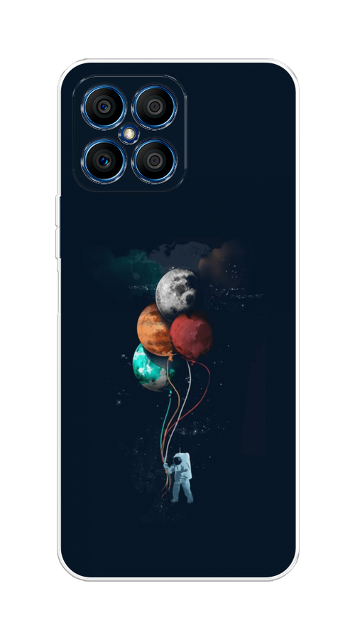 

Чехол на Honor X8 "Космонавт с шариками", Разноцветный, 6107650-4