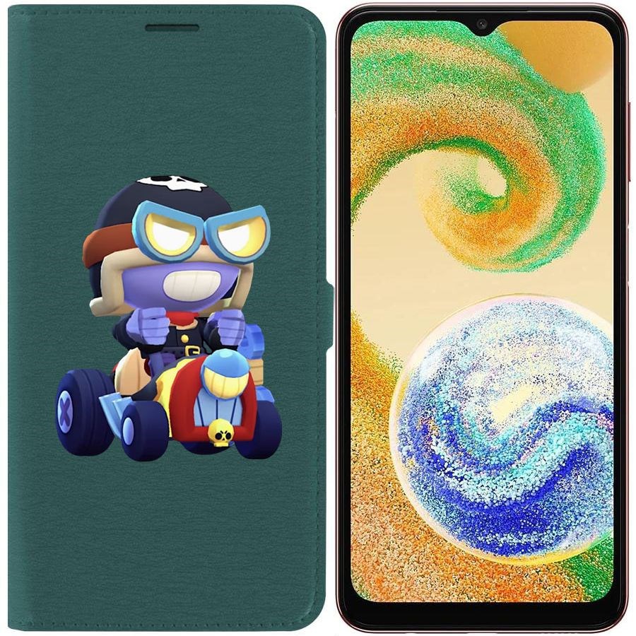 

Чехол-книжка Eco для Samsung Galaxy A04s (A047) Brawl Stars-Безумный Карл (зелёный опал)