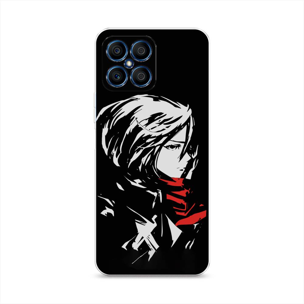 

Чехол на Honor X8 "Микаса минимализм", Черный;серый;бордовый, 6107650-4
