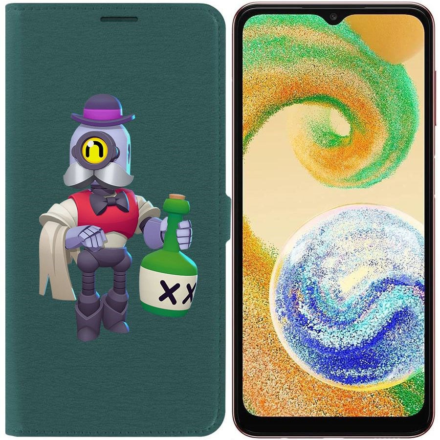 

Чехол-книжка Eco для Samsung Galaxy A04s (A047) Brawl Stars-Барли (зелёный опал)