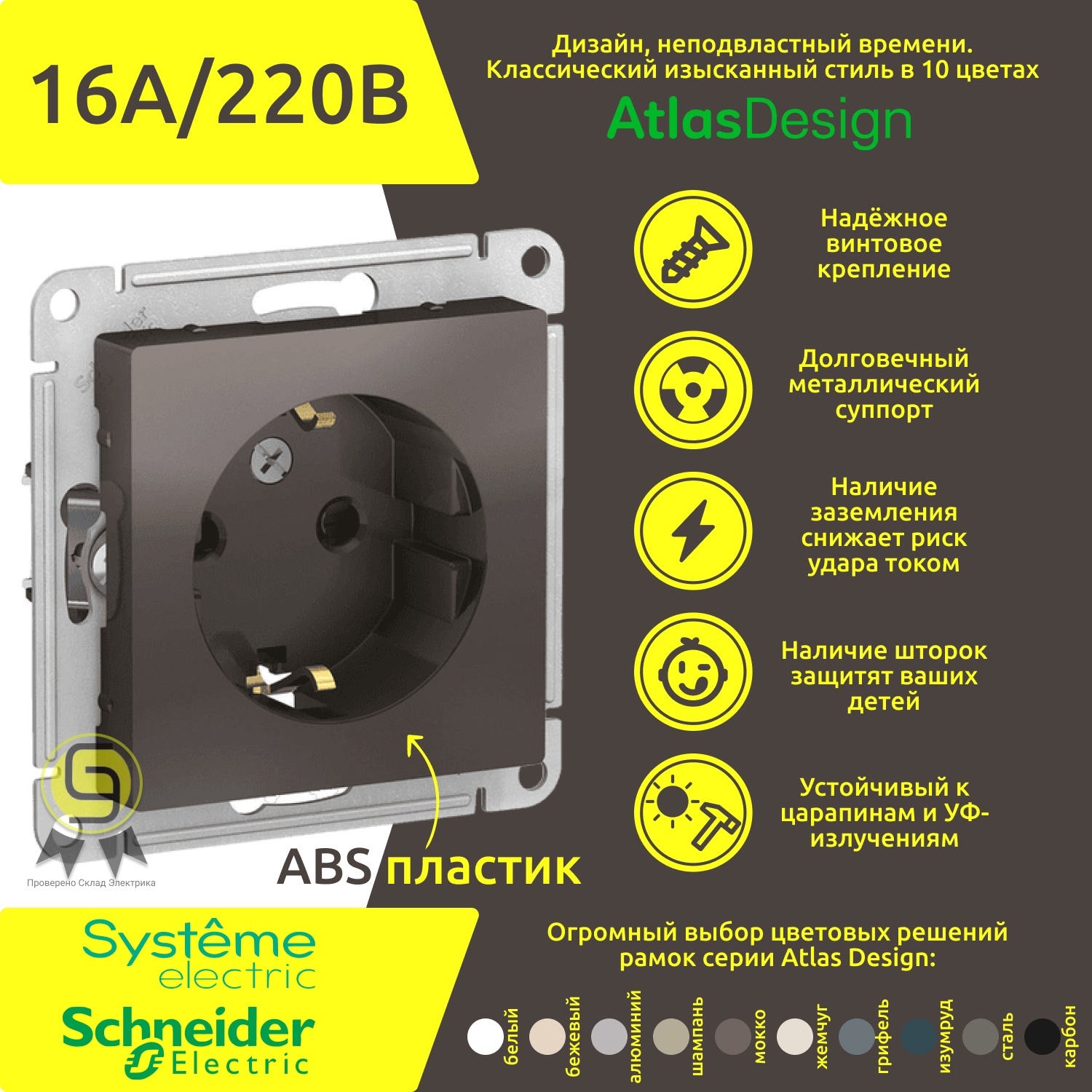 фото Розетка systeme electric atn000645, 3шт