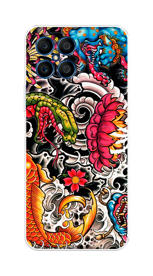 

Чехол на Honor X8 "Японское искусство", Красный;оранжевый;голубой, 6107650-4