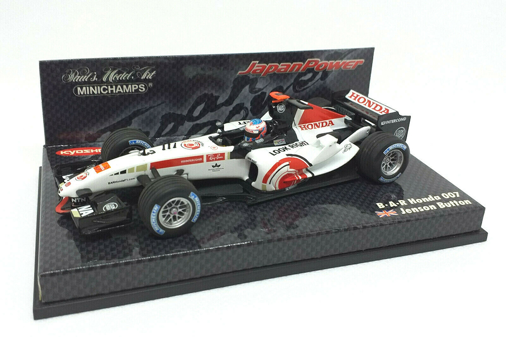 

Модель коллекционная MINICHAMPS Bar honda 007 jenson button 2005 #3 japan power, Белый